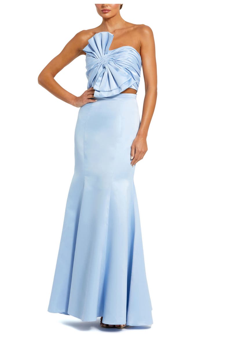 Mac Duggal Strapless Bow Top and Mermaid Skirt 2 Piece Set Gown, Main, color, Powder Blue