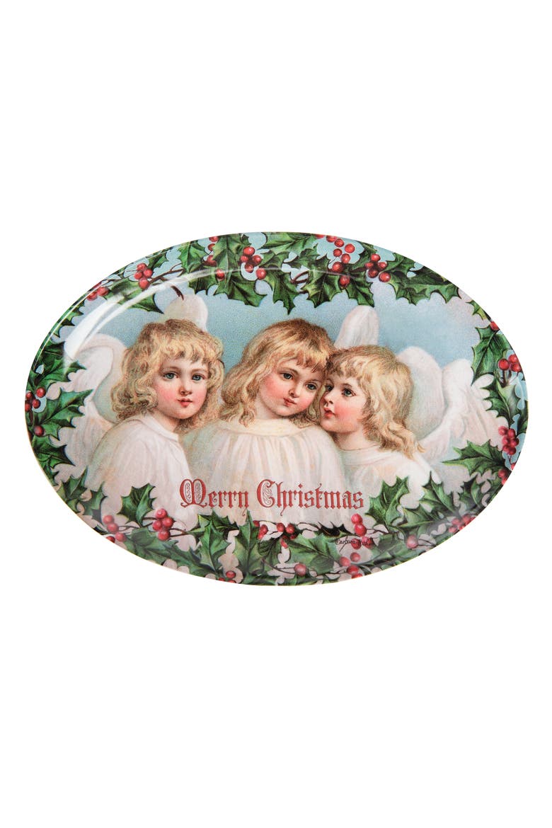 Merry Christmas Angel Platter, Main, color, Green