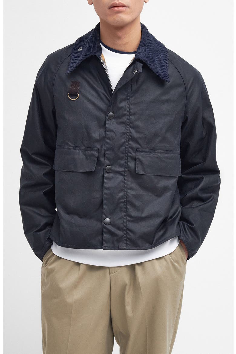 Spey Slim Waxed Cotton Jacket, Main, color, NAVY