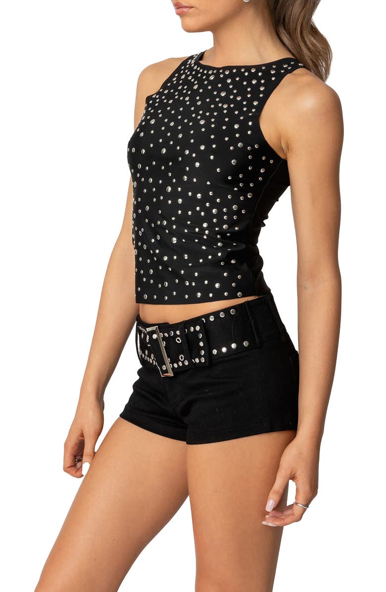 EDIKTED Alexandra Studded Crop, Alternate, color, Black