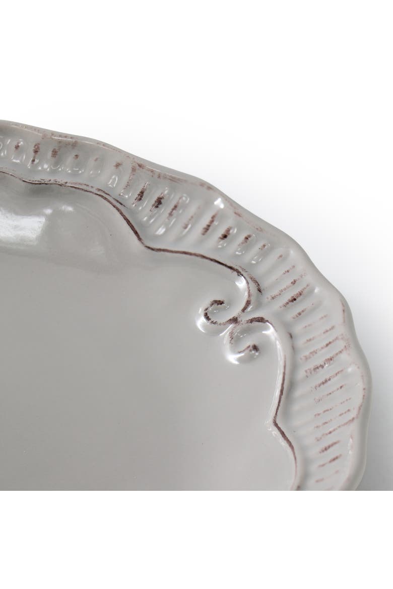 6 piece 11 Inch Stoneware Embossed Dinner Plate Set, Alternate, color, Grey