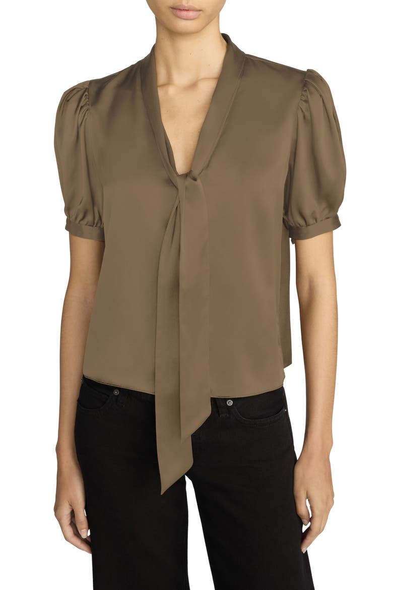 The Sonnet Silk Top, Main, color, MOSS