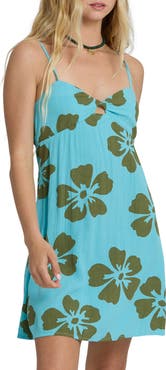 Billabong Last Sunset Floral Print Crinkle Minidress