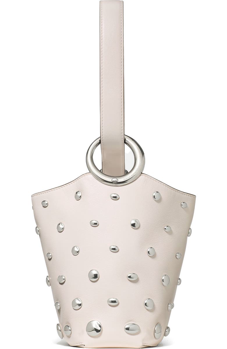 Kate Spade New York halo stud fine grain leather crossbody bag, Main, color, Cream.