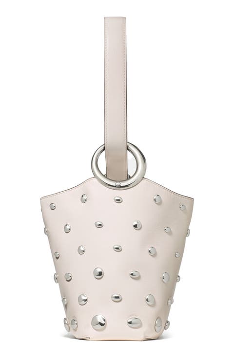 halo stud fine grain leather crossbody bag