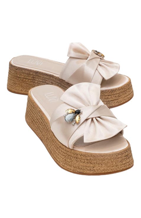 Shara Braided Bow & Bee Buckle Platform Sandal