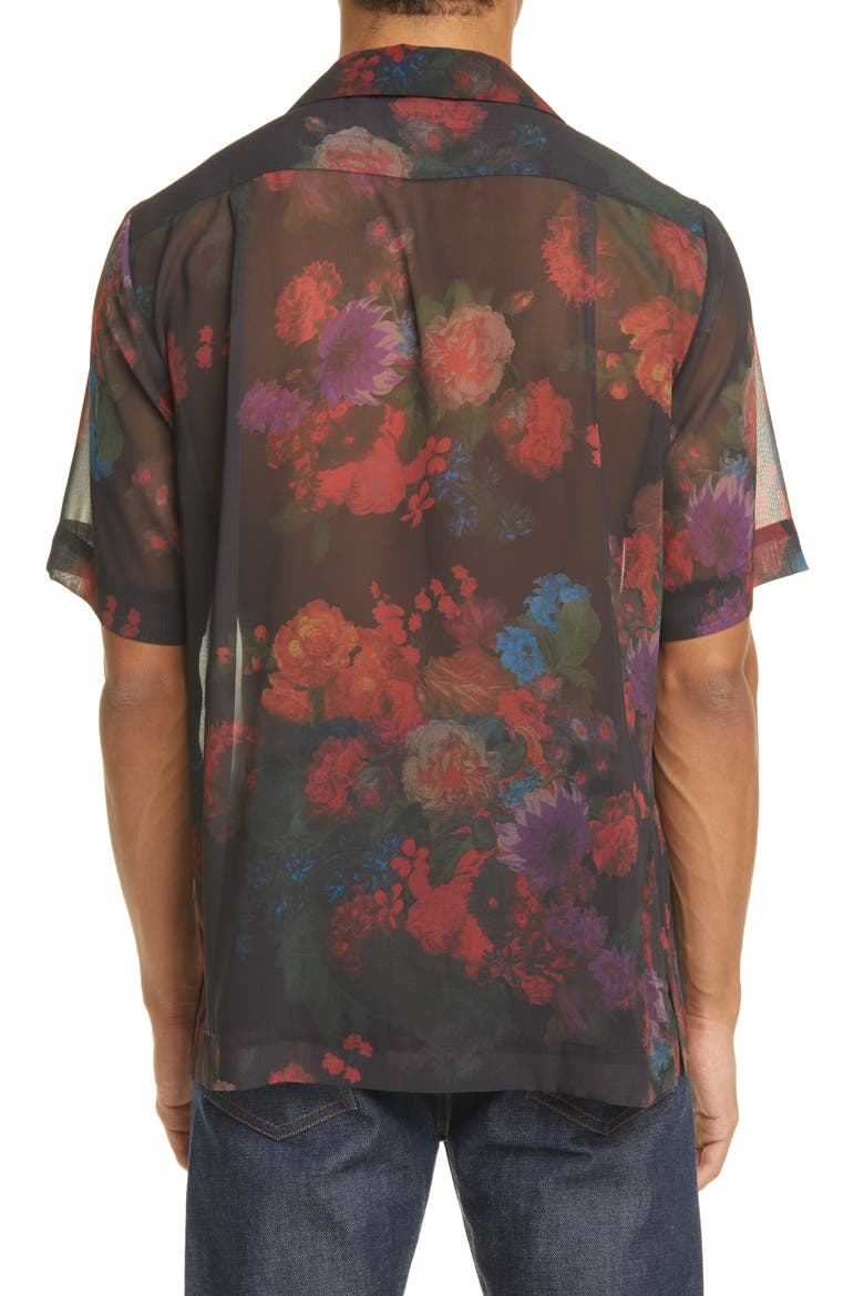 Carltone Floral Short Sleeve Button-Up Shirt, Alternate, color, BLACK MULTI