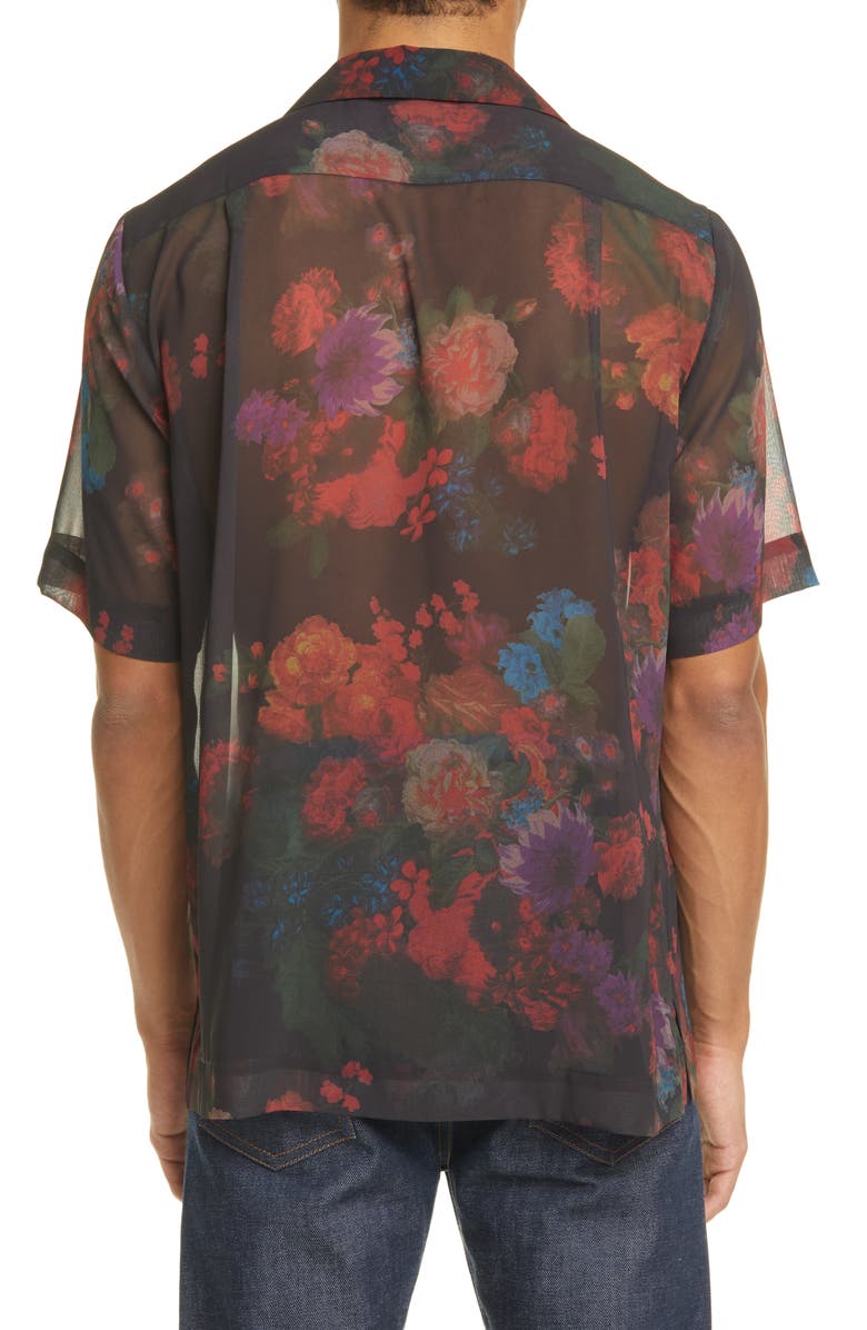 Dries Van Noten Carltone Floral Short Sleeve Button-Up Shirt, Alternate, color, 