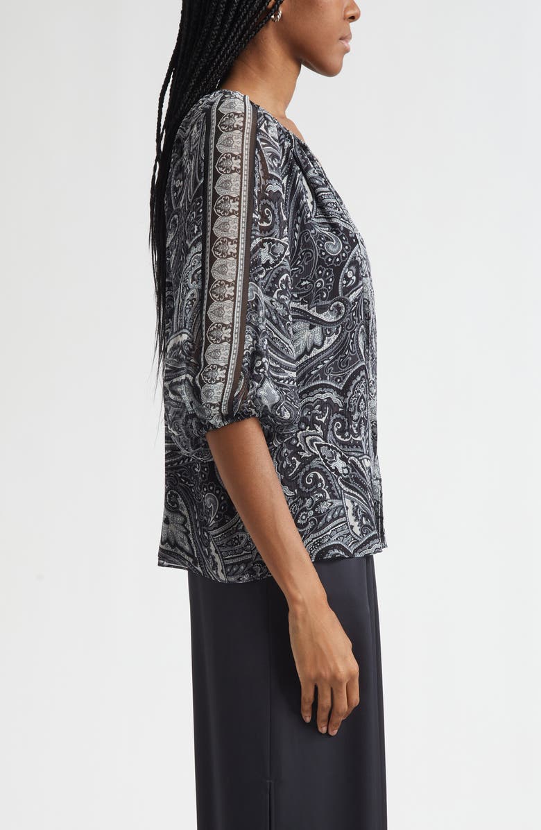 Ramy Brook Selva Paisley Silk Shirt, Alternate, color, Black Paisley