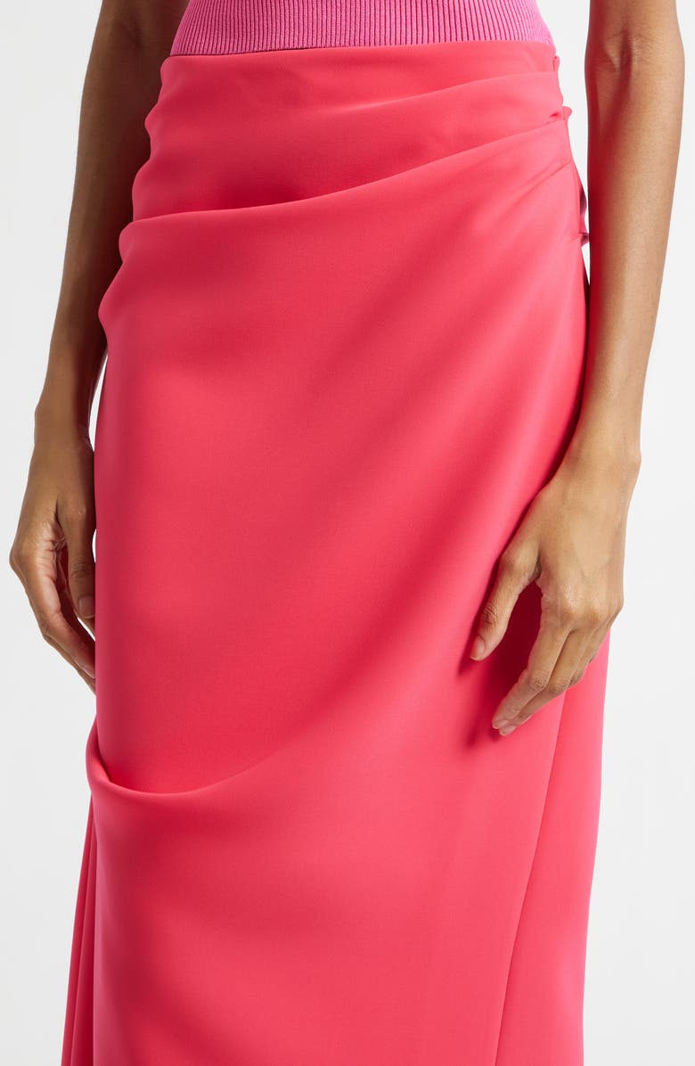 Christopher John Rogers Asymmetric Drape Satin Evening Skirt, Alternate, color, Watermelon