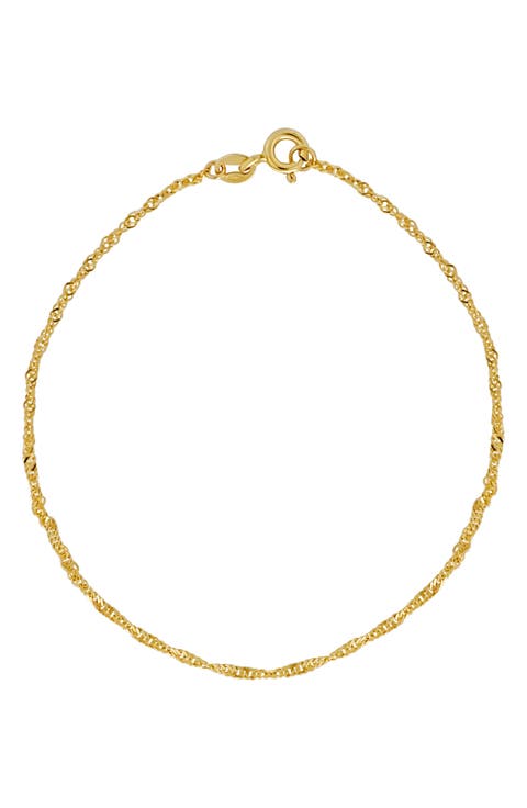 14K Gold Rope Chain Bracelet