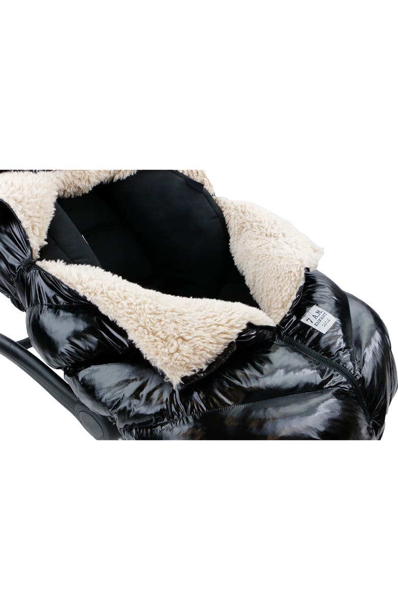 7 A.M. Enfant Fleece Lined Water Resistant Car Seat Cocoon, Alternate, color, Black Polar