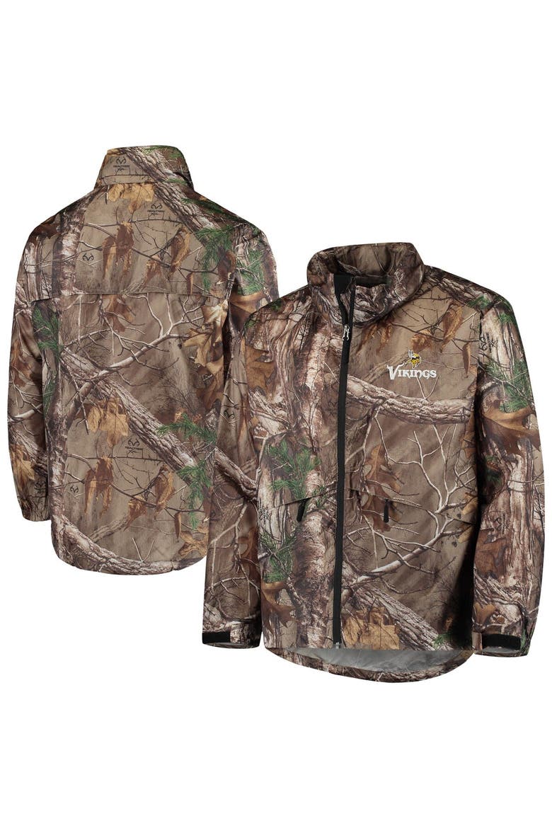 Men's Dunbrooke Realtree Camo Minnesota Vikings Circle Sportsman Waterproof Packable Full-Zip Jacket, Main, color, Realtree Camo