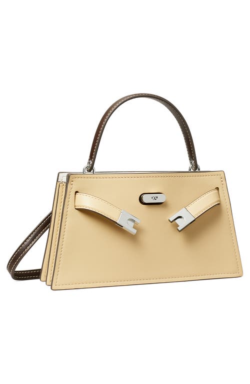 Tory Burch Petite Lee Radziwill Leather Double Bag In Light Camel