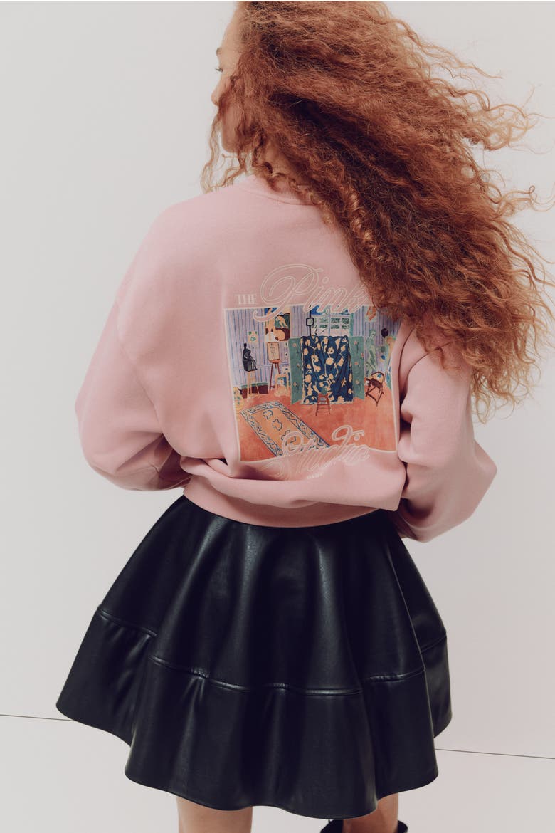 Oversized Print-motif Sweatshirt, Alternate, color, Pink/Matisse