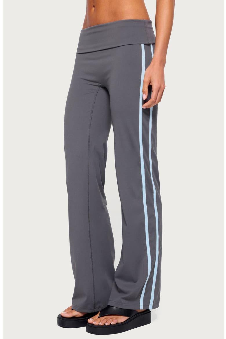 Anica Stripe Foldover Pants, Alternate, color, CHARCOAL