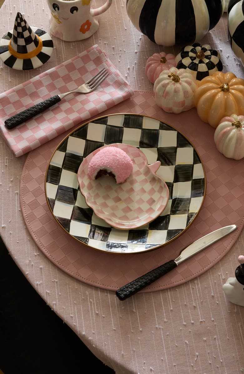 MACKENZIE CHILDS Set of 4 Rosy Check Pumpkin Dessert Plates, Alternate, color, 