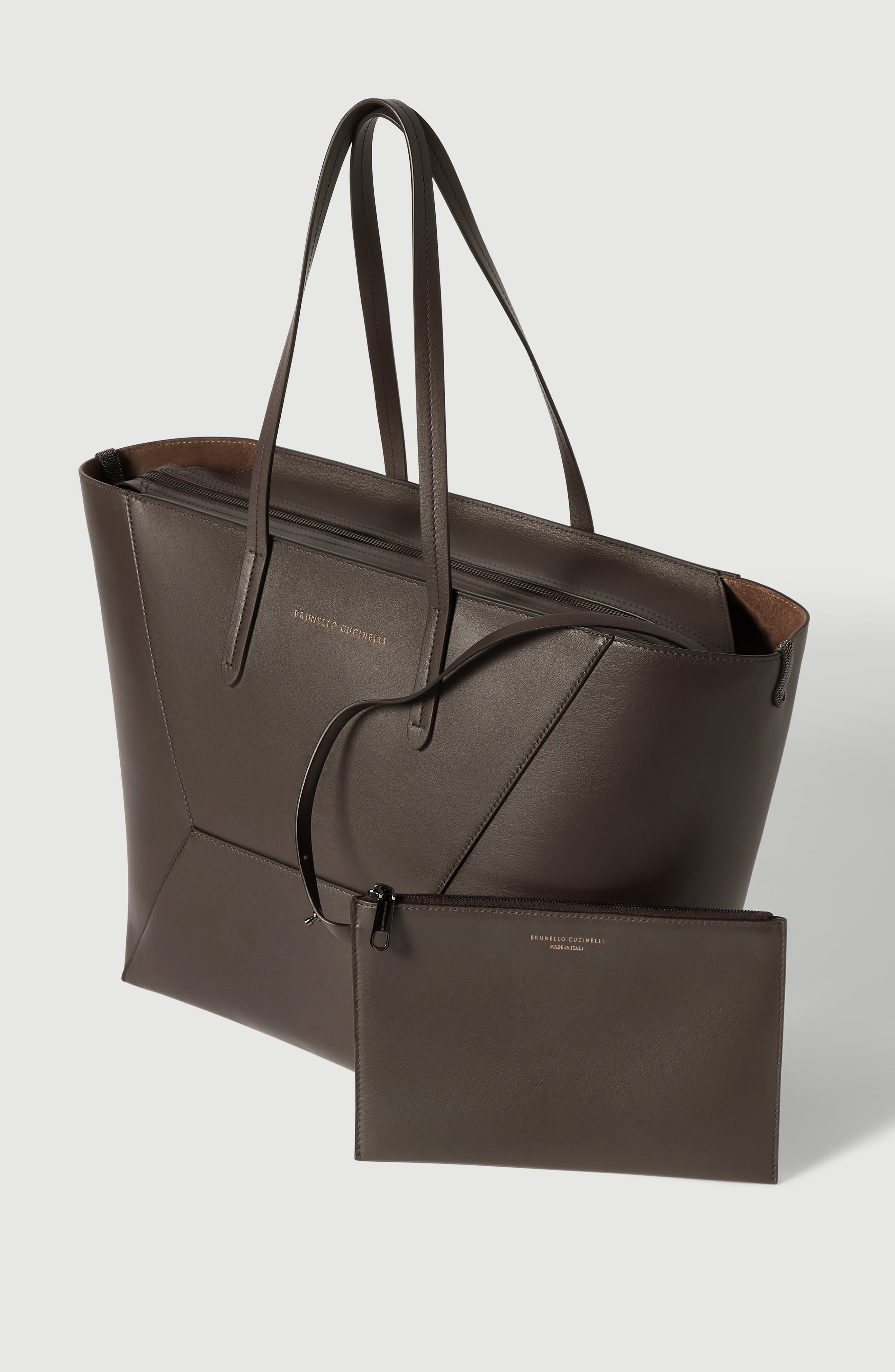 BC Duo bag in calfskin with monili, Alternate, color, Brown
