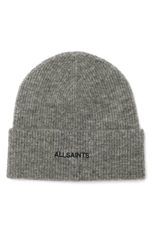 Allsaints Underground Rib Beanie In Gray
