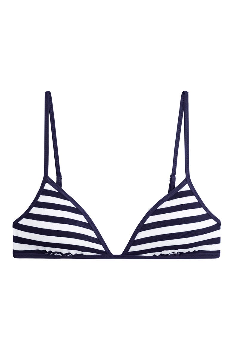 Tipped Bralette Swimsuit Top, Alternate, color, WHITE/ NAVY