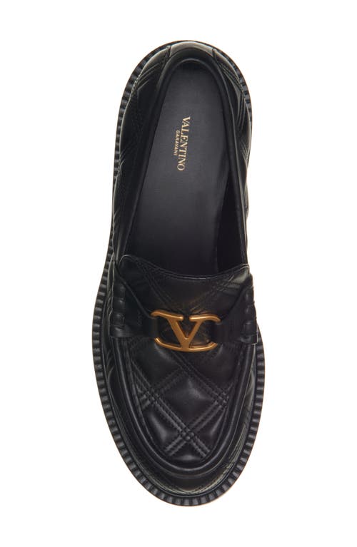 Valentino Black Leather Loafers In Black