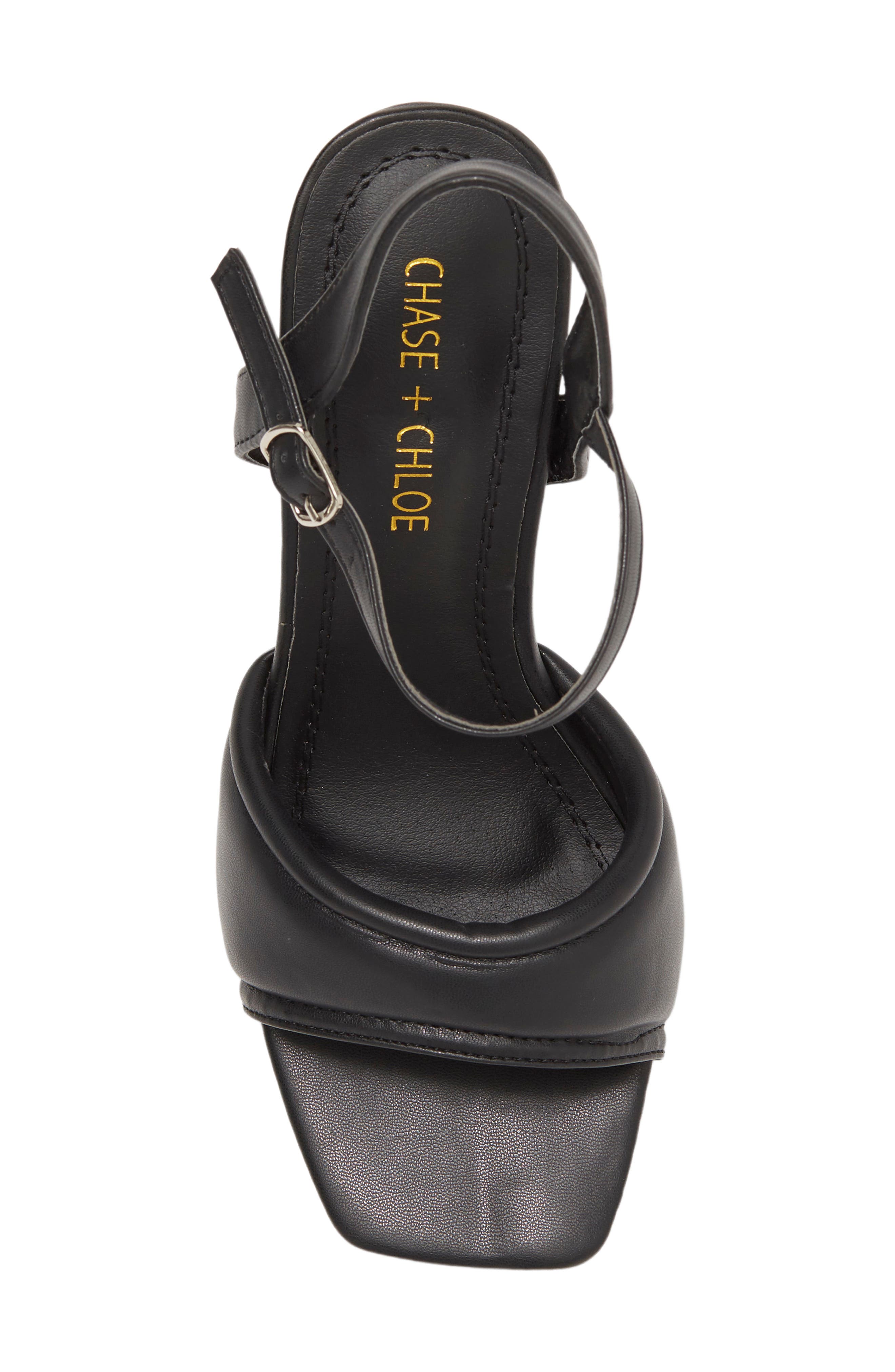 CHASE AND CHLOE Divine Heeled Sandal, Alternate, color, Black Pu
