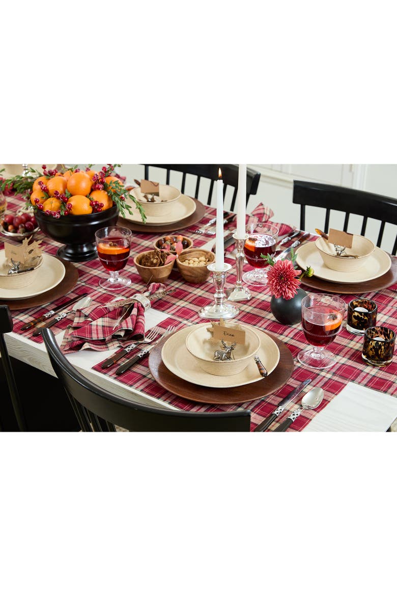 Linen Table Runner - Burgundy Plaid, Alternate, color, Burgundy