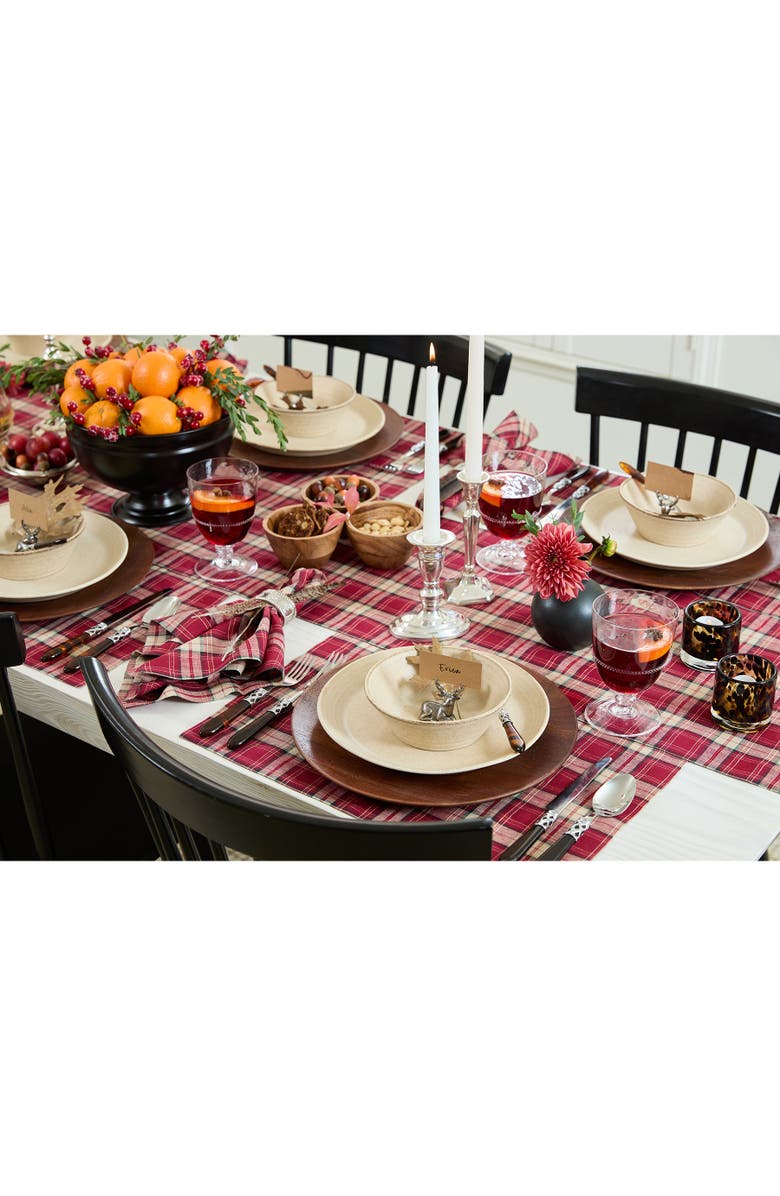 Solino Home Linen Table Runner for Dining Table, Holiday and Everyday Table Decor - Burgundy Plaid, Alternate, color, Burgundy