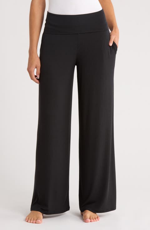 Rib Foldover Waist Pajama Pants