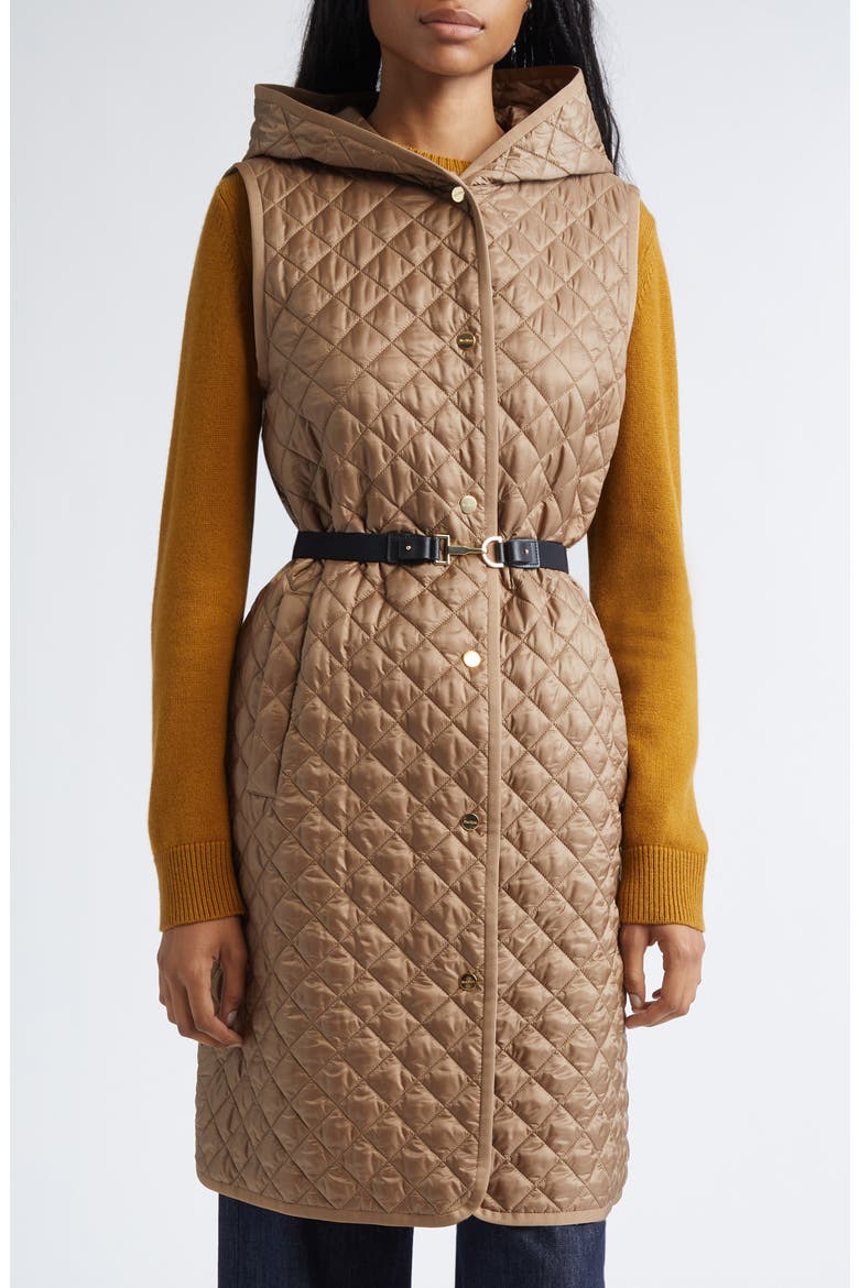 Camille Sleeveless Hooded Puffer Coat, Main, color, HAZELNUT BROWN