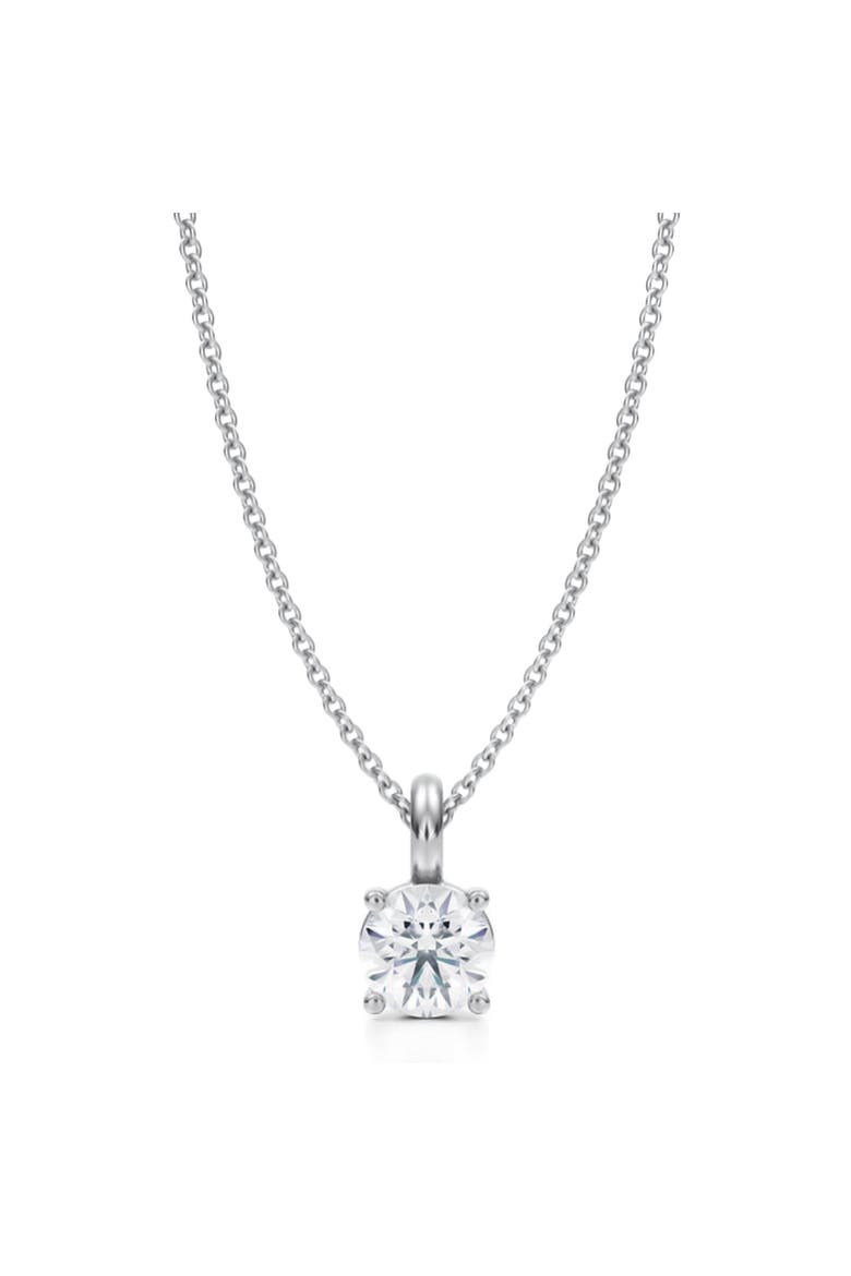 Round Solitaire Lab Diamond Pendant Necklace 14K Yellow Gold, Main, color, White Gold