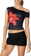 EDIKTED Firelily Floral One-Shoulder Top