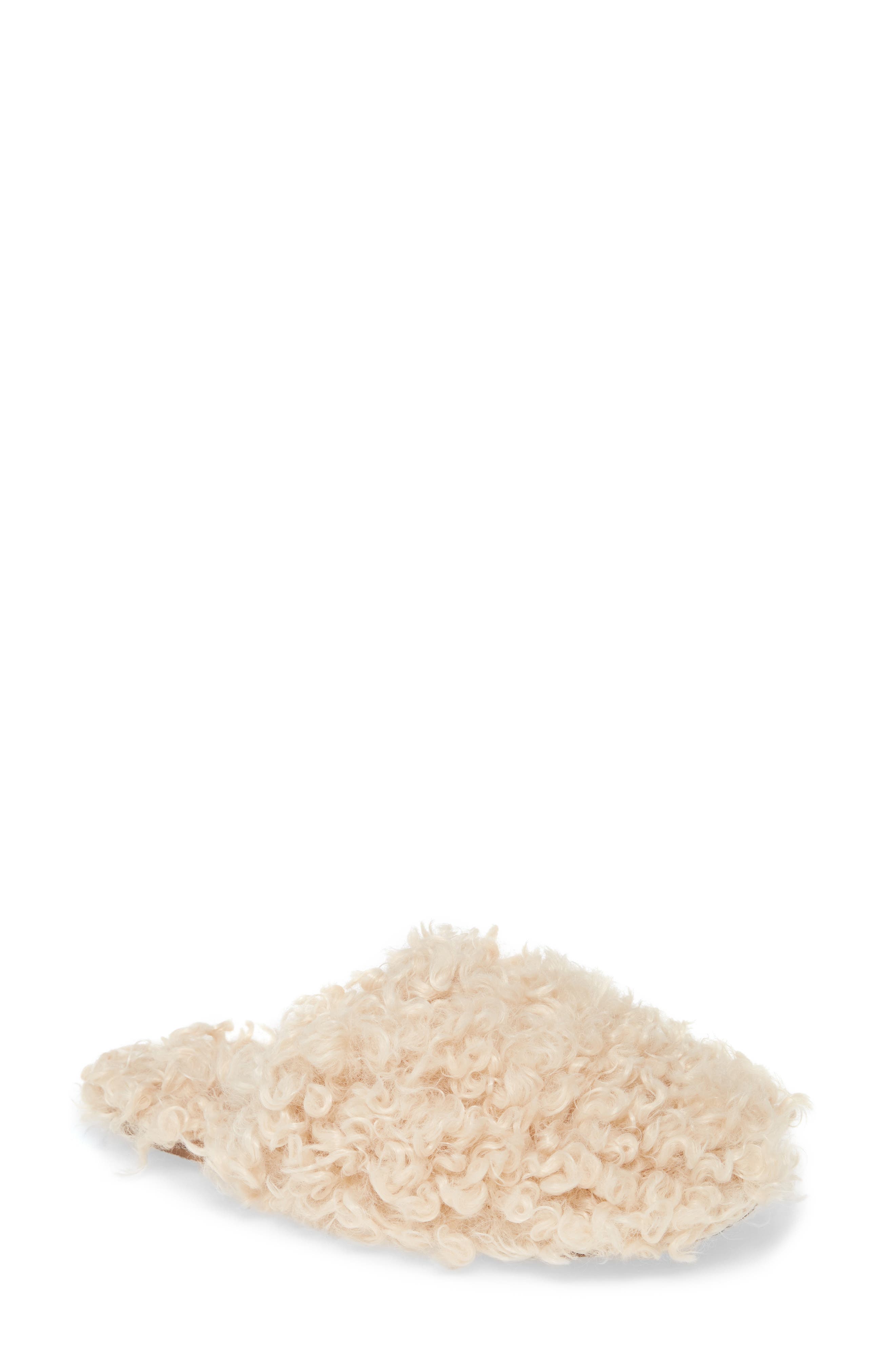 Madewell The Scuff Curly Faux Fur Slipper, Main, color, 