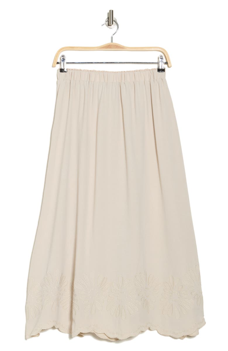 Adrianna Papell Floral Embroidered Midi Skirt, Alternate, color, Bamboo Wood