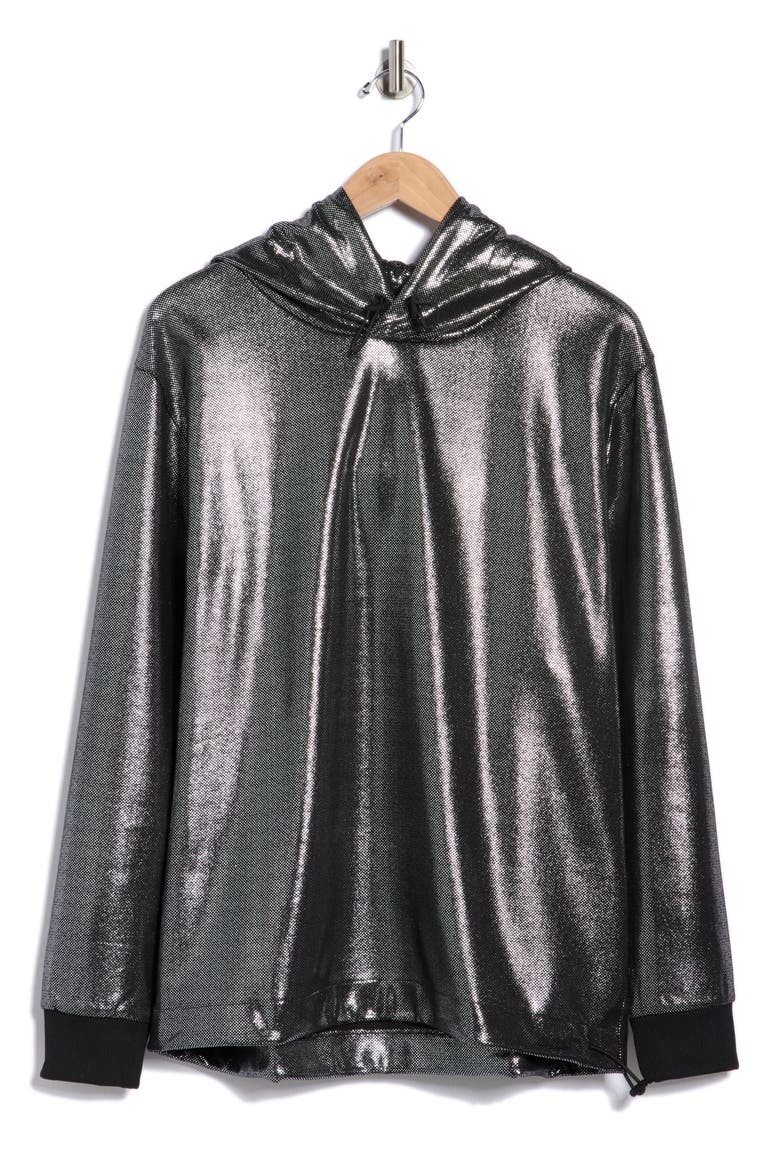 Descolar Metallic Hoodie, Alternate, color, BLACK