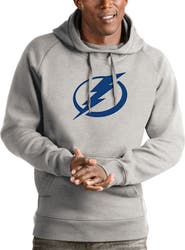 ANTIGUA Men's Antigua Heathered Gray Tampa Bay Lightning Logo Victory Pullover Hoodie