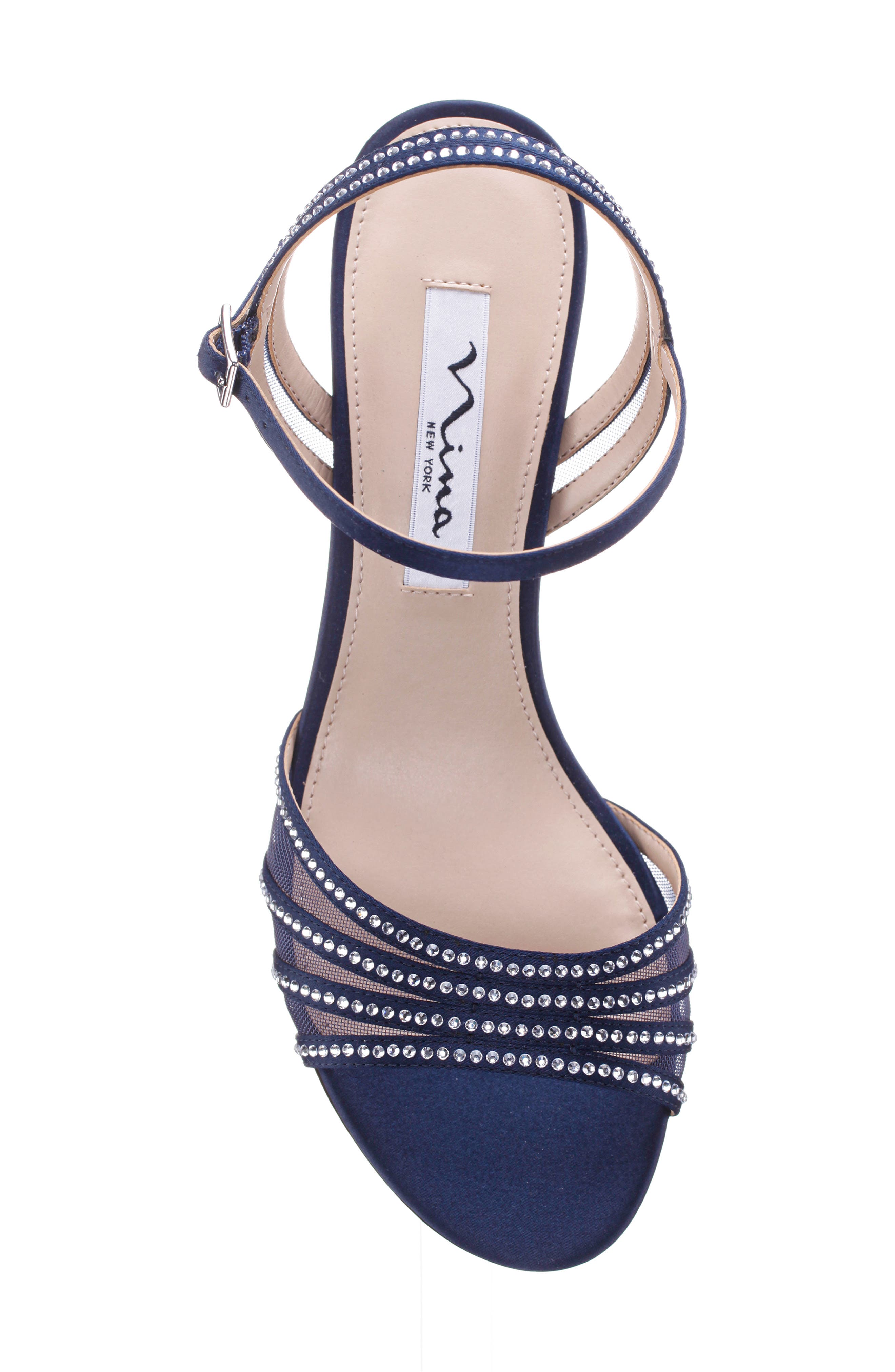 Nina Nathyn Crystal Embellished Sandal, Alternate, color, Navy