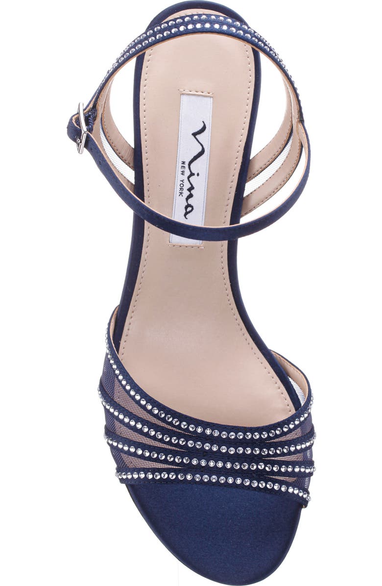 Nina Nathyn Crystal Embellished Sandal, Alternate, color, Navy