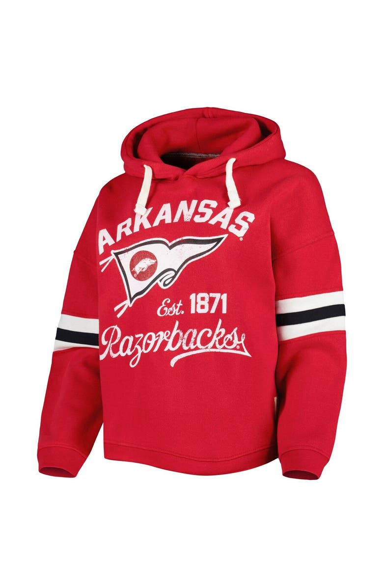 PRESSBOX Women's Pressbox Cardinal Arkansas Razorbacks Super Pennant Pullover Hoodie, Alternate, color, 