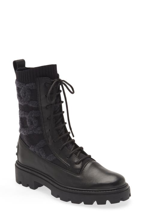Kate Mixed Media Combat Boot (Women)