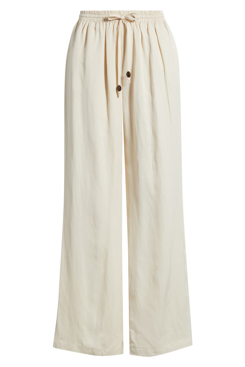 High Waist Wide Leg Linen Blend Pants, Alternate, color, CREAM