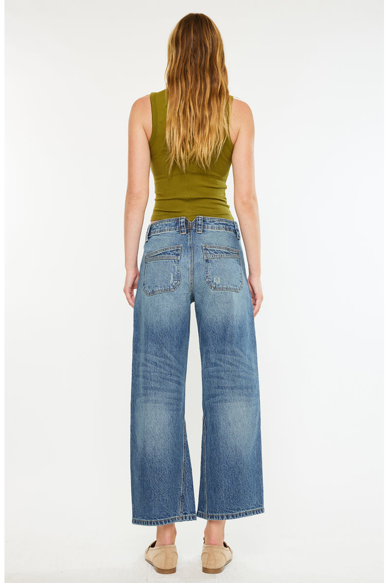 Bells Mid Rise Loose Barrel Jeans, Alternate, color, Medium Wash