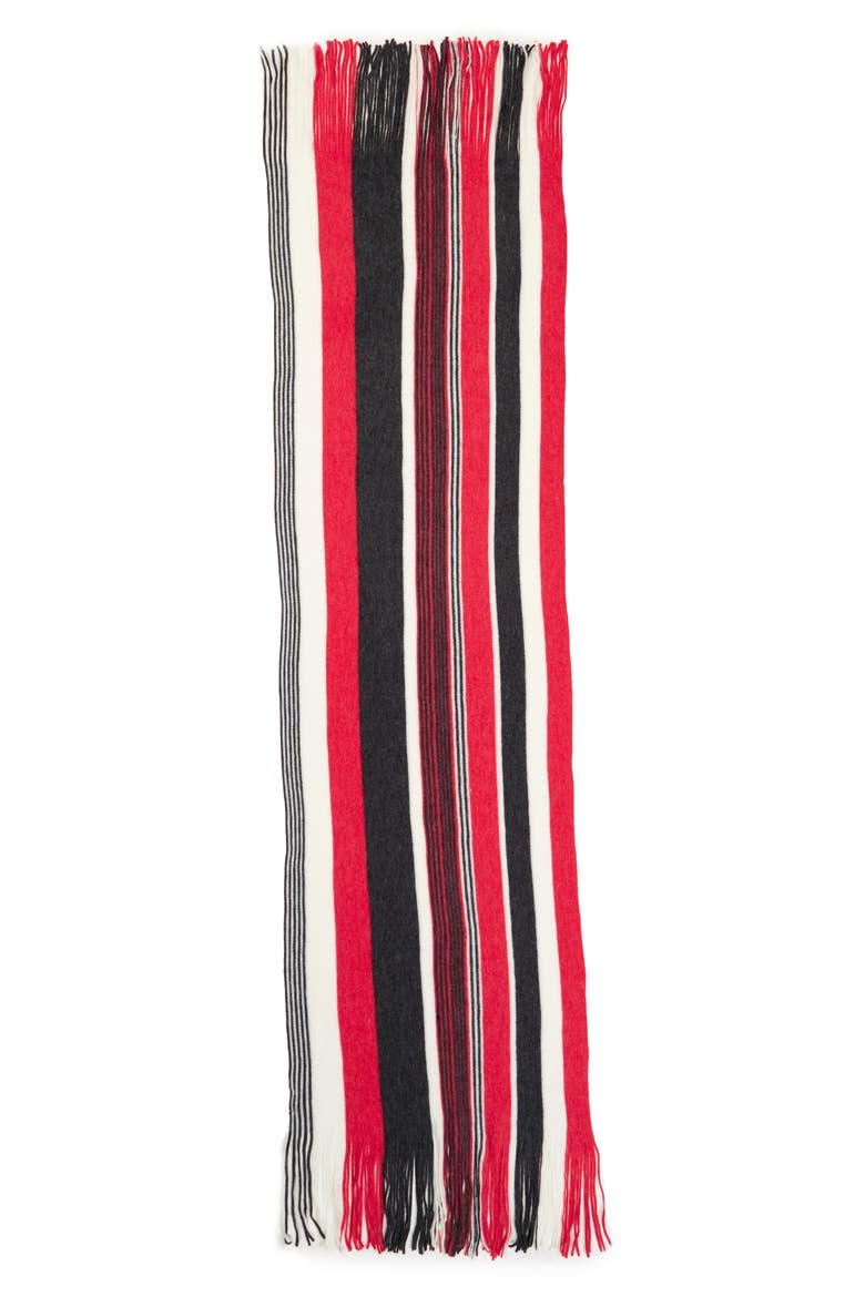 Kolby Stripe Fringe Scarf, Alternate, color, RED