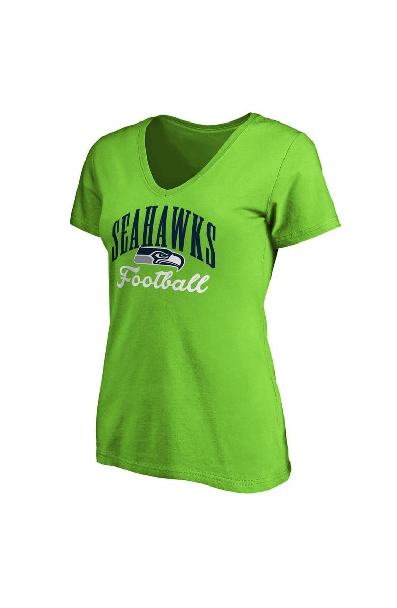 FANATICS Women's Fanatics Branded Neon Green Seattle Seahawks Team Color Victory Script V-Neck T-Shirt, Alternate, color, 