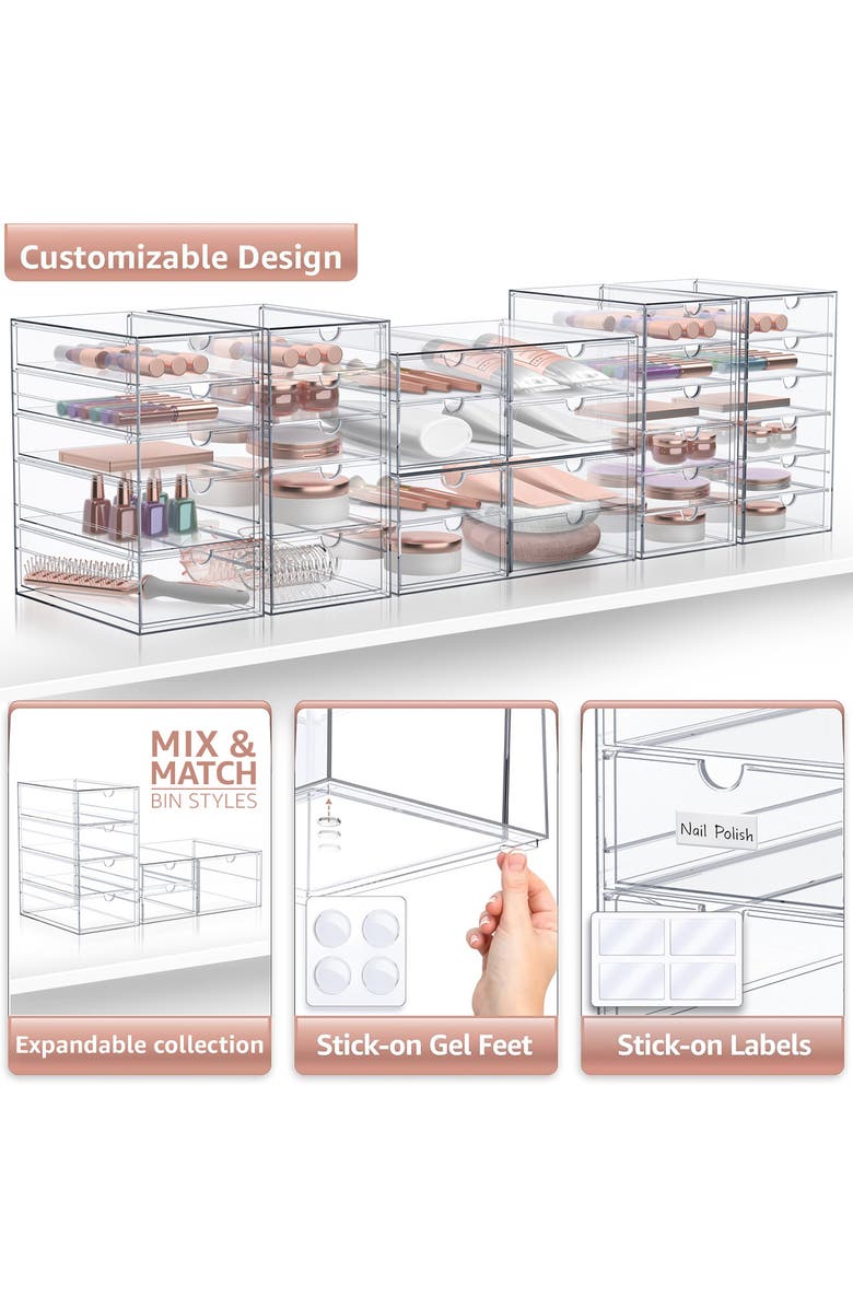 SORBUS 7-Drawer Acrylic Organizer, Alternate, color, Clear