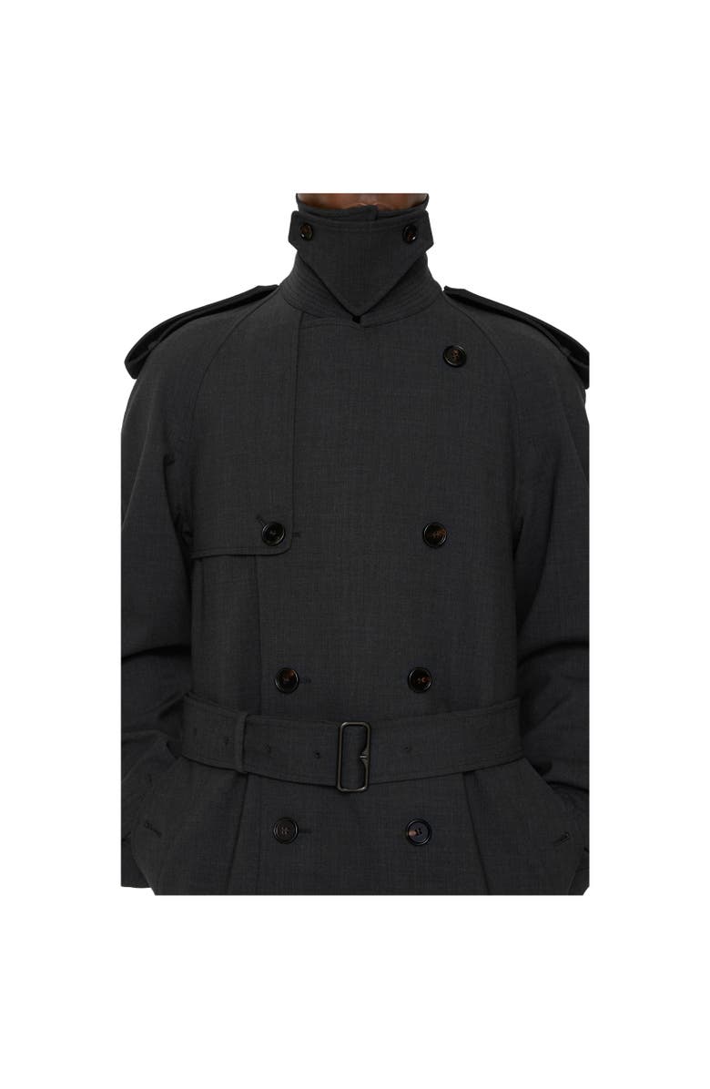 Burberry Long Bonded Stretch Wool Trench Coat, Alternate, color, Onyx Grey Melange