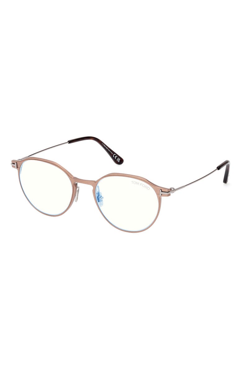 TOM FORD 52mm Round Blue Light Blocking Glasses, Alternate, color, 