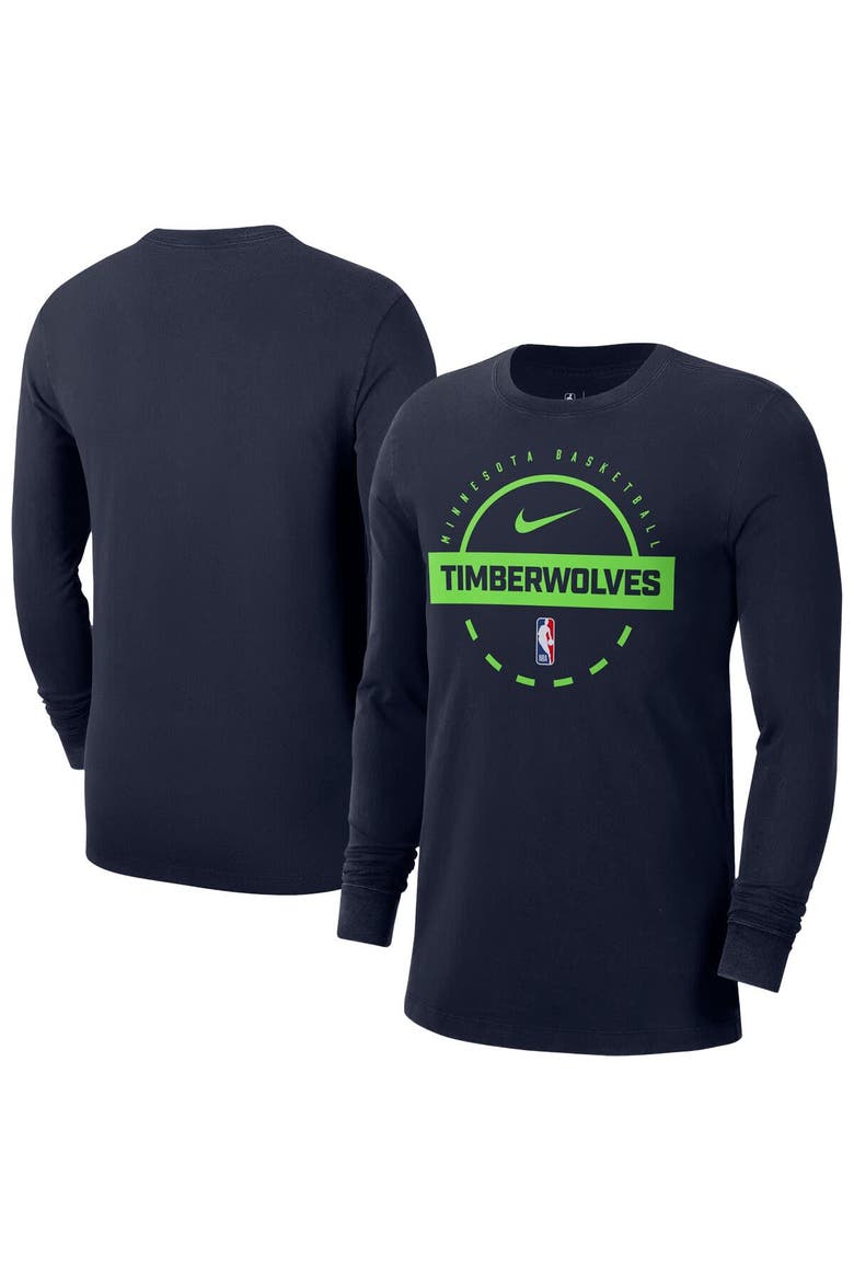 Men's Nike  Navy Minnesota Timberwolves Authentic Long Sleeve Practice T-Shirt, Main, color, Navy