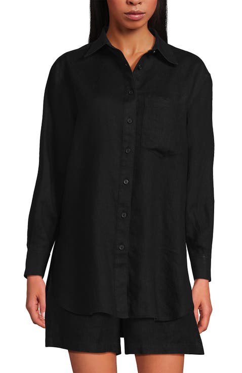 Linen Oversized Button Front Shirt