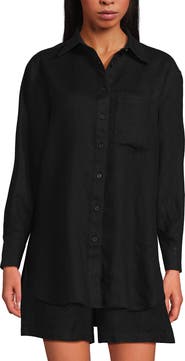 Lands' End Linen Oversized Button Front Shirt
